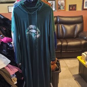 Green Hooded Maxi Dress